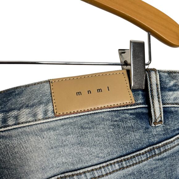 NWT mnml X514 Skinny Stacked Denim Medium Blue Flare Jeans Bootcut Bell Size 34 - Picture 8 of 13